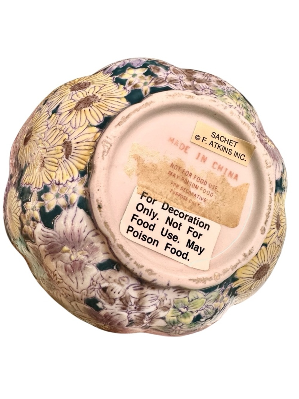 Floral Ceramic Bunny Rabbit Figurines Bowl Set Of 3 SACHET F Atkins Inc Vintage - Picture 6 of 15